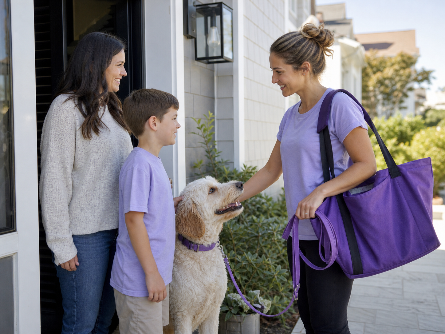 A local pet-care professional greeting an Ocean County family